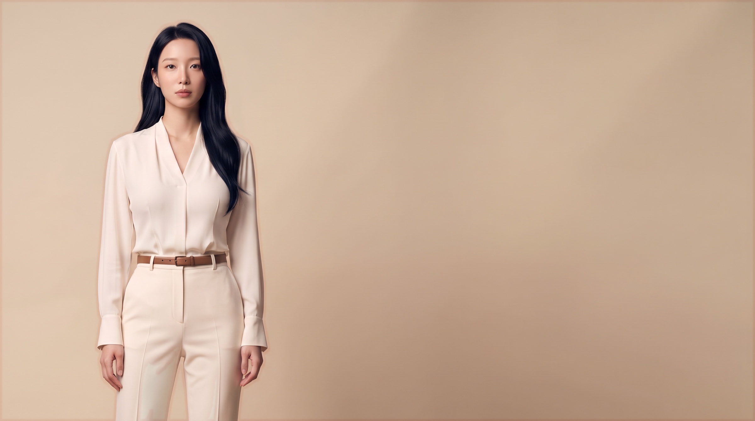 아이보리 의상을 입은 한지우의 가로 프로필 사진