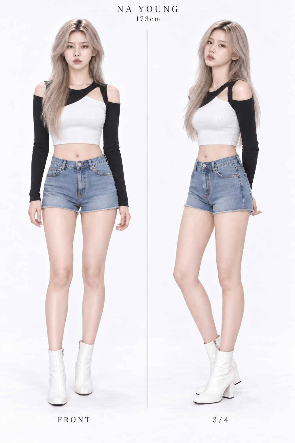 나영 정면과 사선 전신 스튜디오 사진