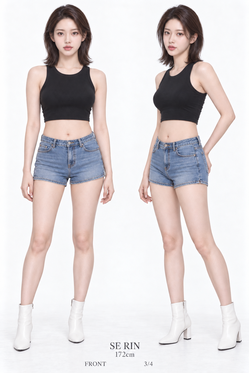 SE RIN front and three-quarter full-length studio photographs