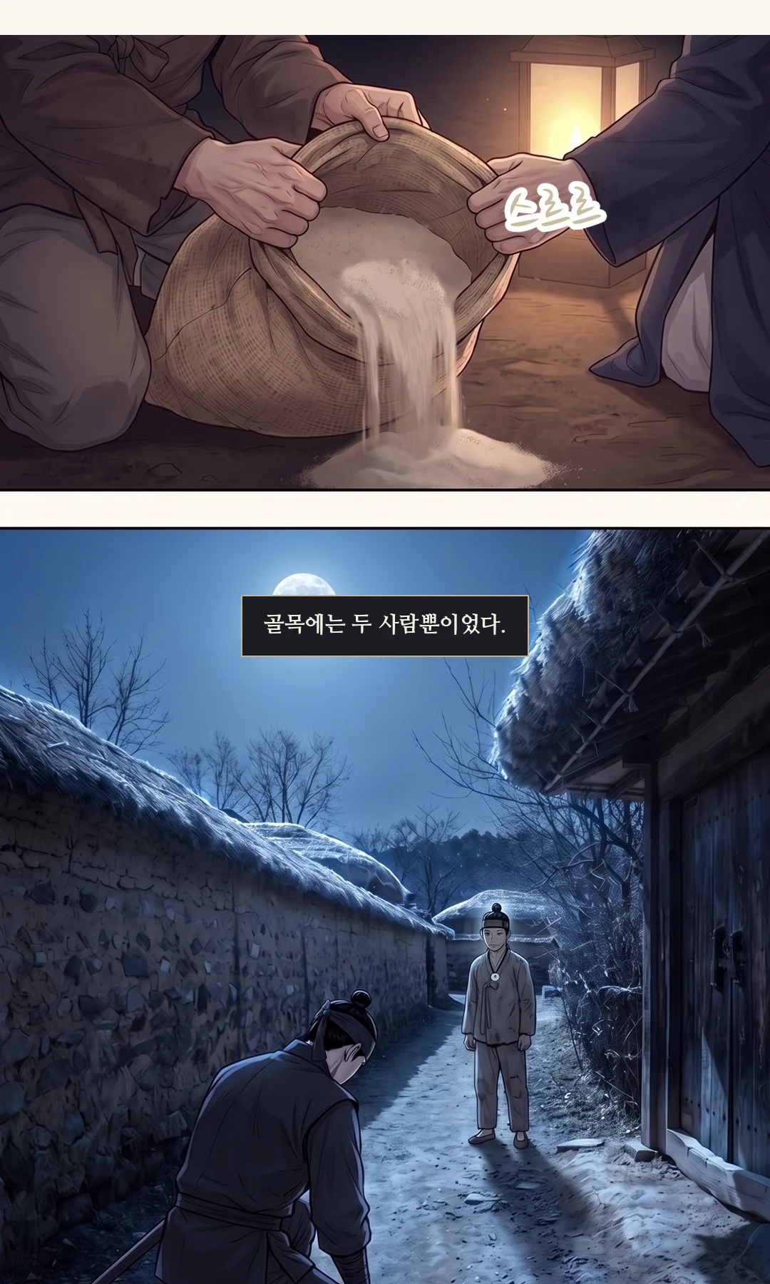 고개를 든 무영. 마지막 단어만 당황. / 이헌. 거지 말투가 사라진다 — 넓고 또렷한 왕의 목소리. — 무영 "전하, 여기서 뭘 하고 계십니까. 혼인이라니요." 이헌 "군사들 먹일 쌀 백 섬이다. 빼돌린 끝이 윤가였고."