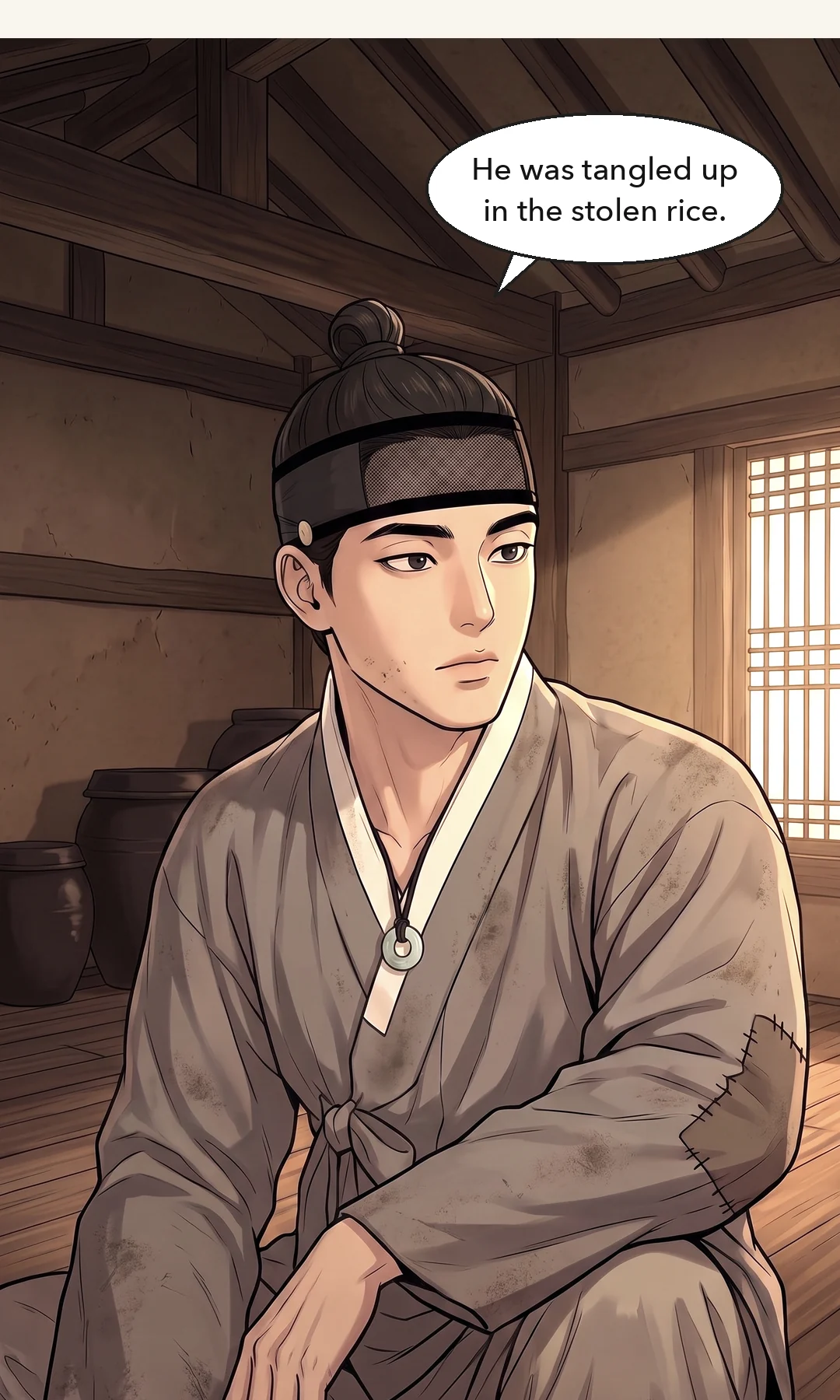 (new) Outside the door. Muyeong gives a short order to a soldier — go to the Yun house and bring Sol-i, but ask her own wish first. — Muyeong: "Bring Sol-i of the Yun house. Ask what she wants first."