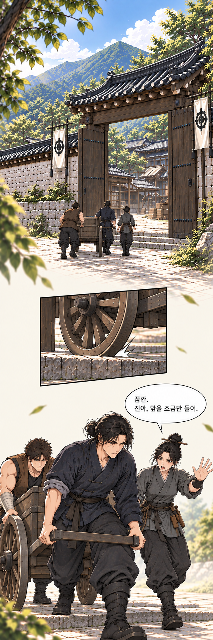 마교협객 1화 장면 P01A. 대사: 잠깐. 진아, 앞을 조금만 들어.
