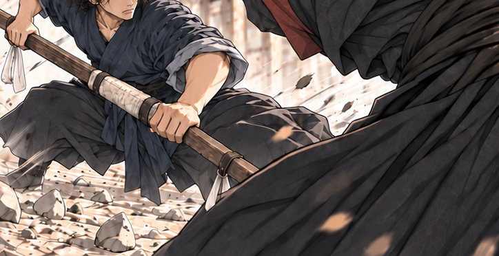 마교협객 1화 장면 P15. 대사: 거기까지. (이어지는 그림 2)
