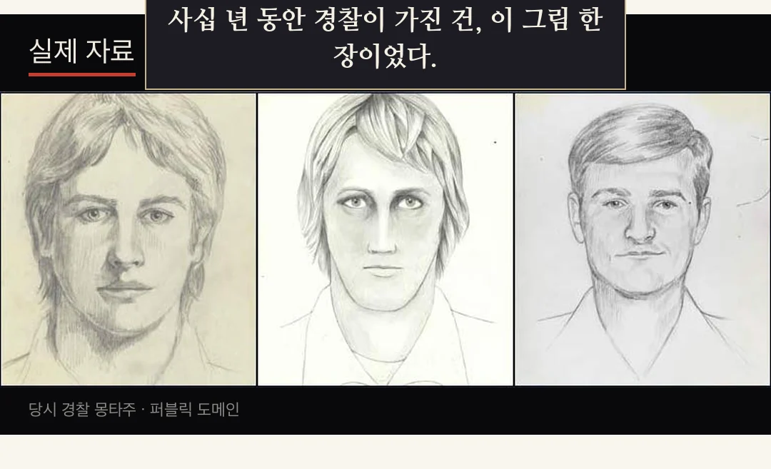 평범한 사람이 침을 튜브에 담는다. — 그래서 반대로 가기로 한다. 범인을 찾는 대신, 범인의 친척을 찾기로 한 것이다.