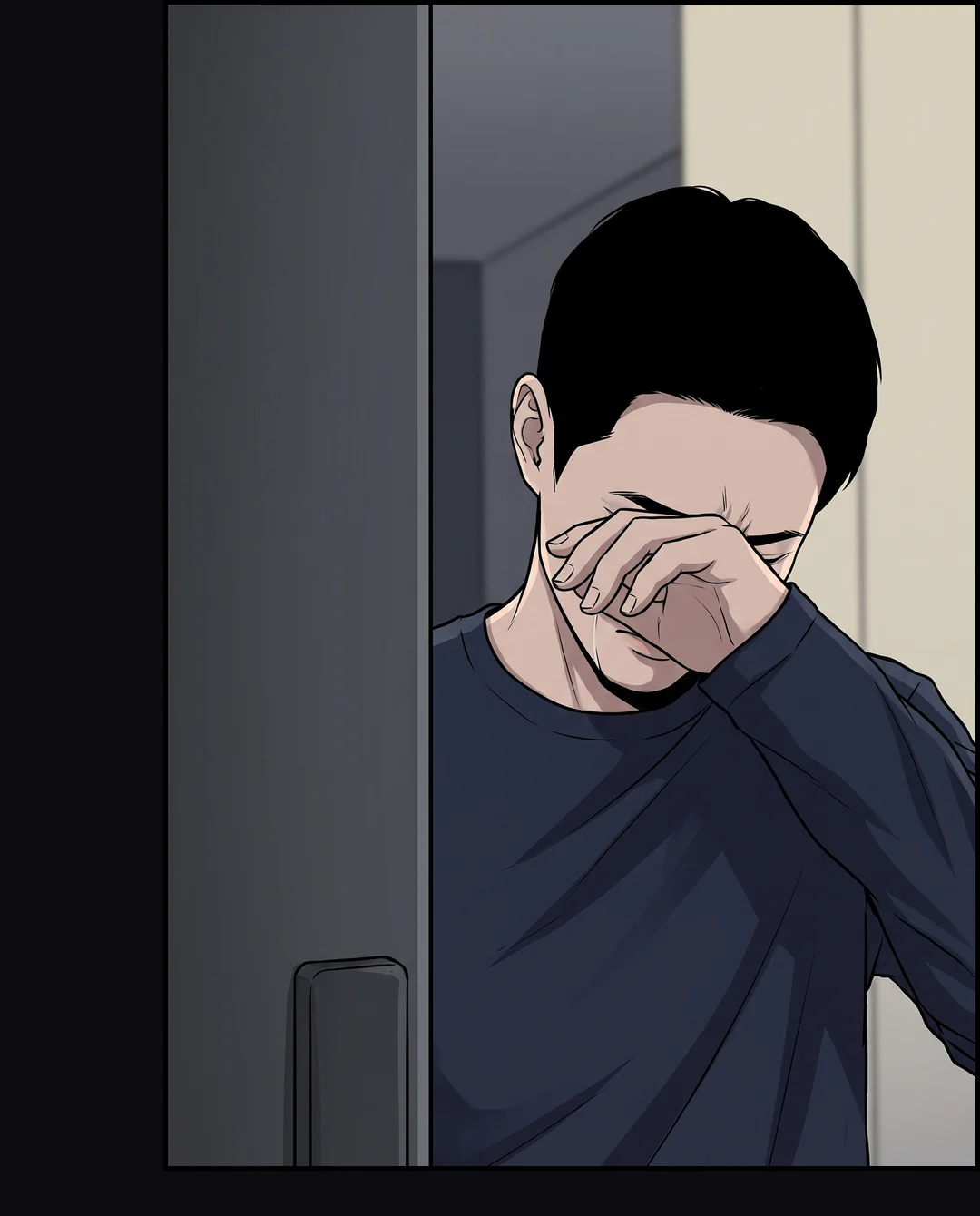 눈을 비비는 준.