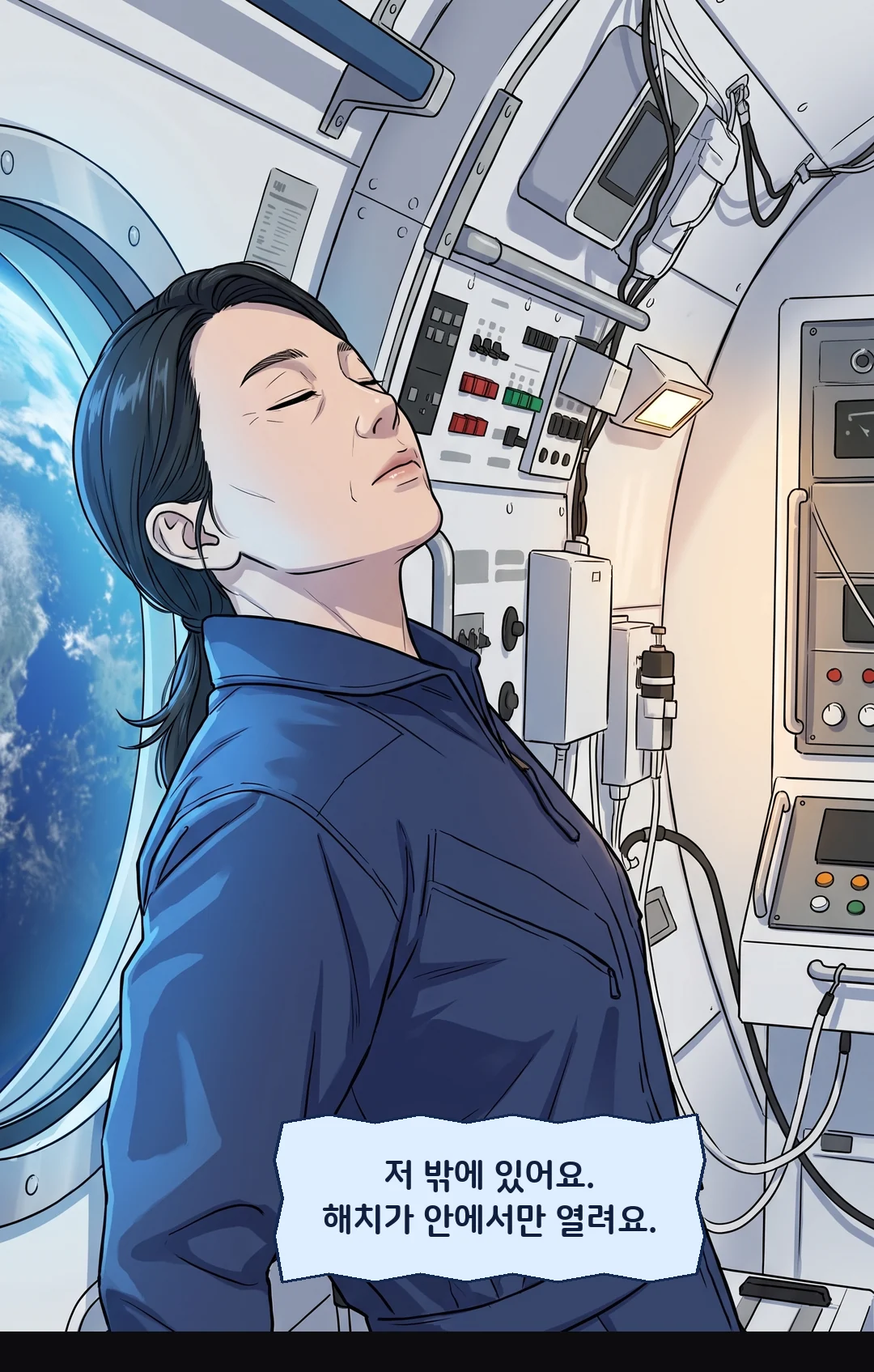무전 "엄마, 빨간 레버요. 잡아요."