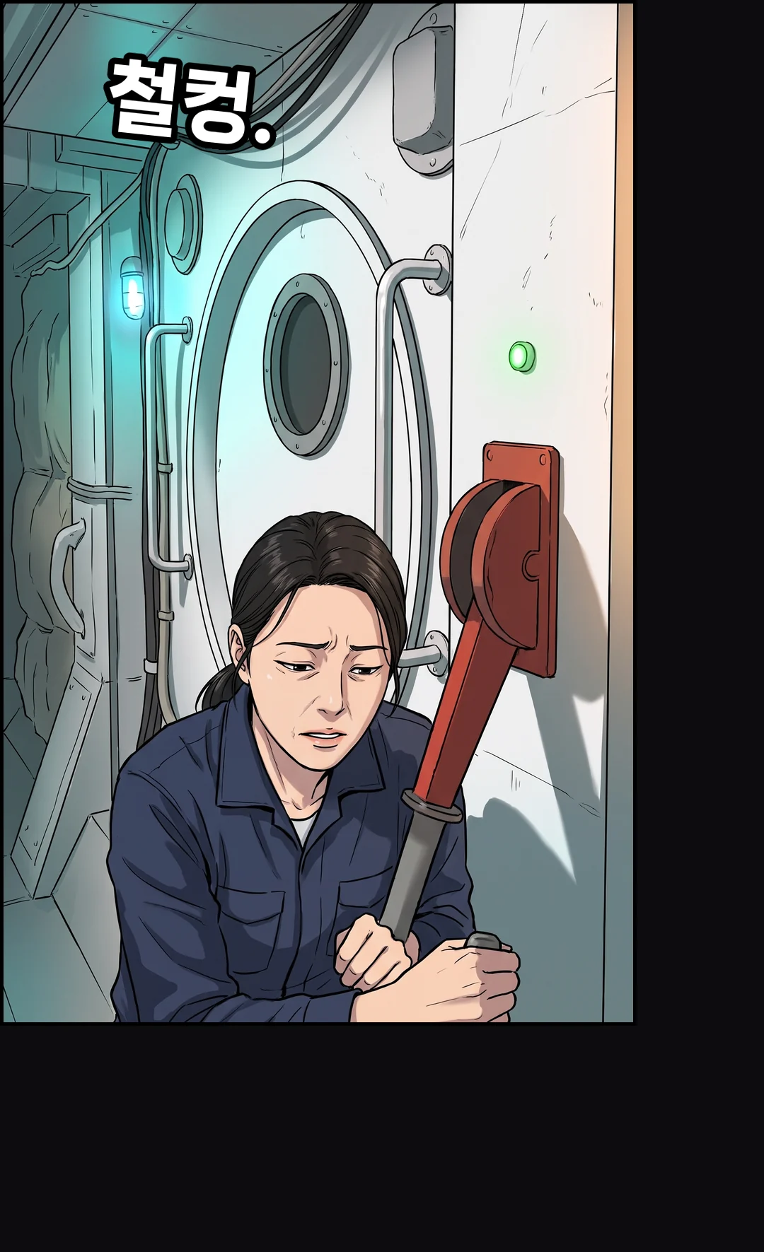 해치가 열리고 수아가 들어온다.