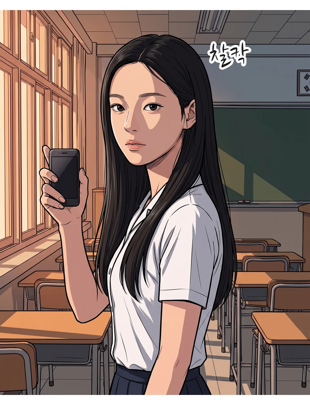 보람이 옆에 있는 상태에서 예나가 확인 촬영②. — 찰칵