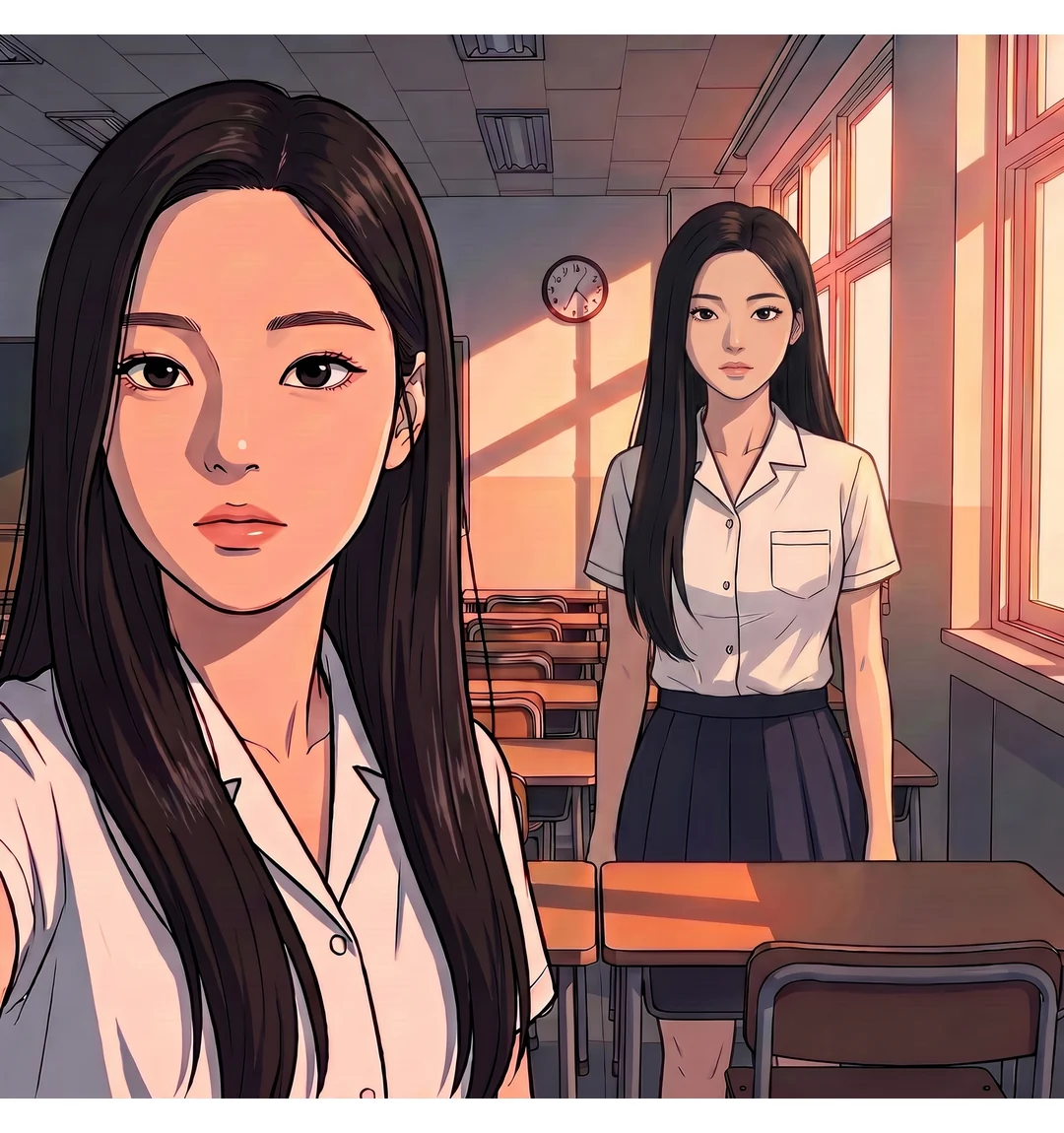 세 번째 사진. 형체가 앞쪽 통로까지 다가왔다. 예나와 같은 얼굴이다.