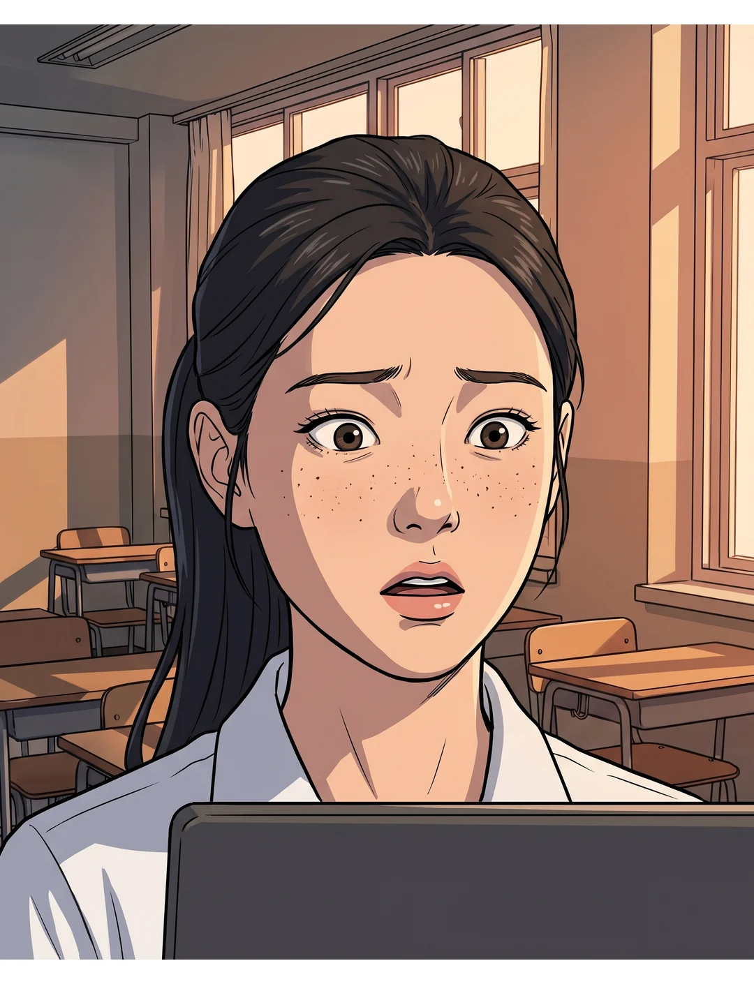 보람이 폰을 받아 사진을 확인한다. 웃음이 사라진다.